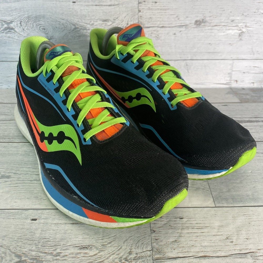 Saucony Endorphin Speed Shoes Mens 10.5 Black Green Running Sneakers S20597-25